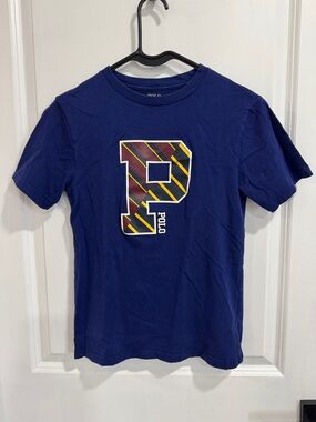 Polo Ralph Lauren Boys Size 8 Blue Graphic “P” Logo T-Shirt Classic Preppy